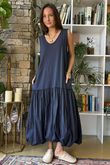 Paloma Bubble Hem Layering Dress Navy 